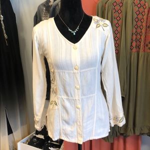 Vintage Papillon Embroidered Top